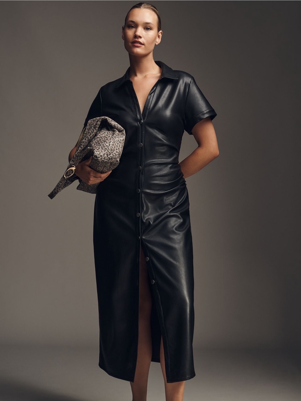 Pilcro Greer Faux-Leather Midi Dress